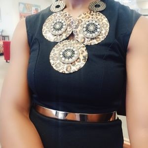 Leopard print large disk necklace